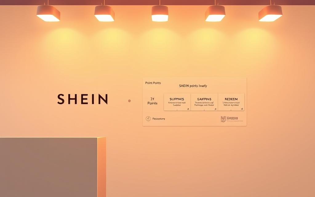 A high-resolution digital illustration depicting a sleek and minimalist "Shein Points Guide" design. In the foreground, a clean, geometric graphic showcases the SHEIN logo and "Points" text in a modern, sans-serif font. The middle ground features a streamlined visual breakdown of how SHEIN points are earned and redeemed, presented in a clear, infographic-style layout. The background has a soft, gradient-based color scheme, creating a sense of depth and sophistication. Warm lighting from an overhead source casts subtle shadows, emphasizing the three-dimensional quality of the elements. The overall aesthetic is both informative and visually appealing, reflecting the importance and value of the SHEIN loyalty program.