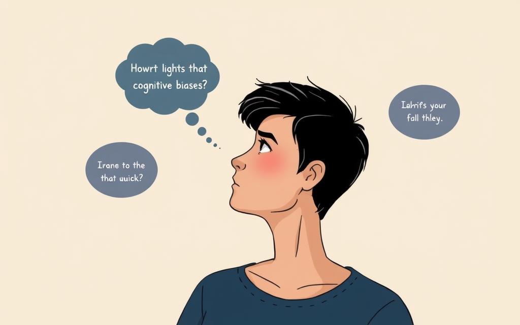 A well-lit, high-resolution illustration depicting a thoughtful person in a serene, minimalist setting, deep in introspection as they recognize and analyze various cognitive biases. The subject's expression conveys a sense of insightful discovery, with subtle visual cues hinting at the mental processes involved in identifying common thinking patterns and logical fallacies. The background features muted, calming colors and simple geometric shapes to avoid distractions, allowing the viewer to focus on the central figure's act of critical thinking. Rendered in a clean, elegant artistic style that complements the reflective nature of the scene. A well-lit, high-resolution illustration depicting a thoughtful person in a serene, minimalist setting, deep in introspection as they recognize and analyze various cognitive biases. The subject's expression conveys a sense of insightful discovery, with subtle visual cues hinting at the mental processes involved in identifying common thinking patterns and logical fallacies. The background features muted, calming colors and simple geometric shapes to avoid distractions, allowing the viewer to focus on the central figure's act of critical thinking. Rendered in a clean, elegant artistic style that complements the reflective nature of the scene.